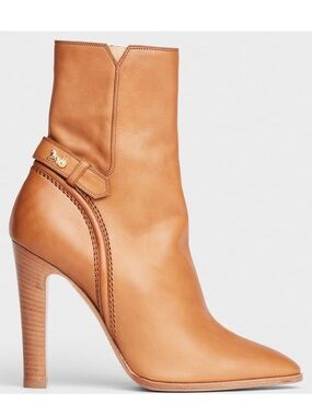 CELINE Camel Sulky 85 MM Leather Ankle Boots Size EU 40